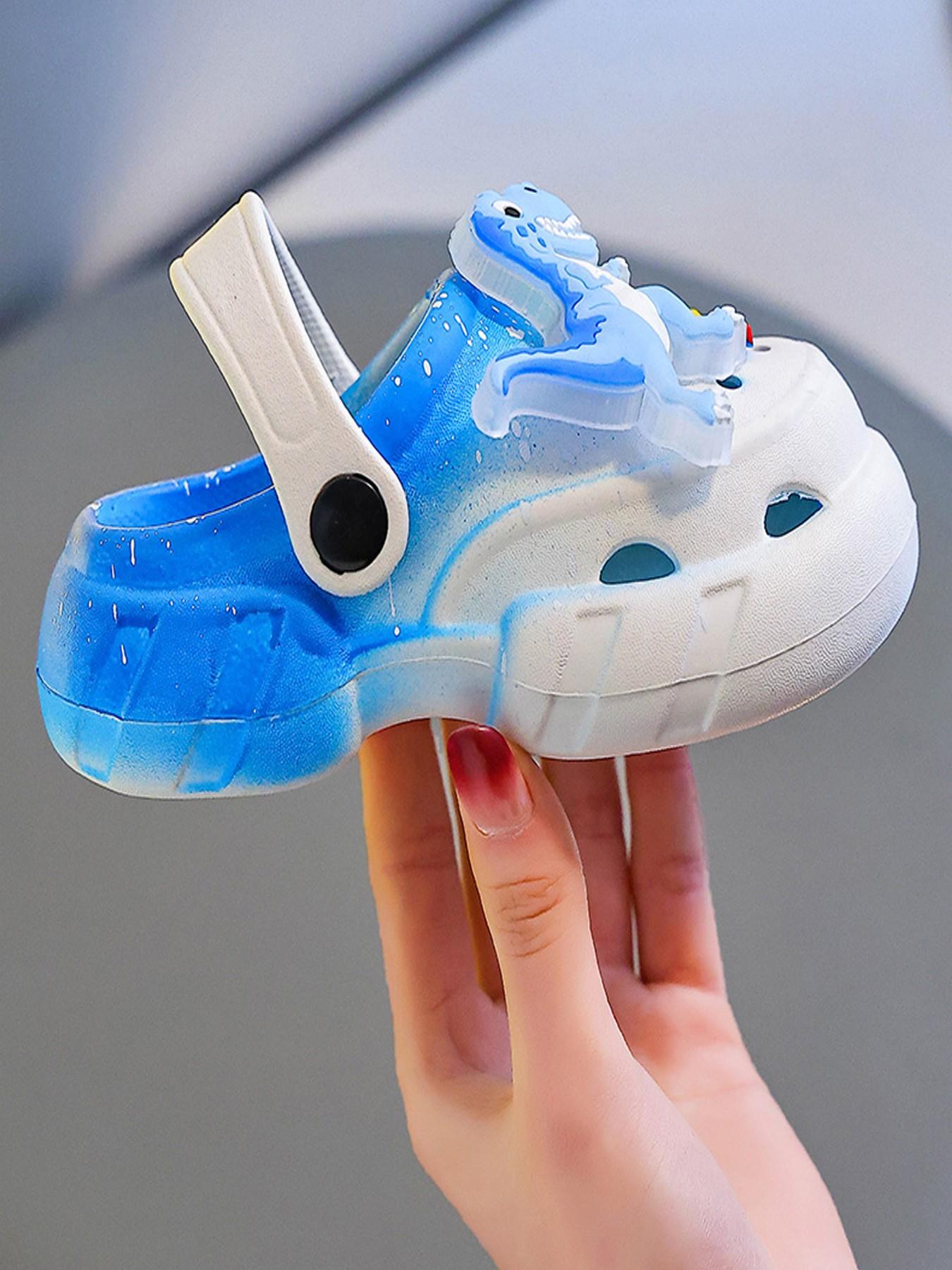 Summer Glow-In-The-Dark Dinosaur EVA Slippers, Lightweight Hollow Out Soft Sandals for Boys and Girls, Cute Floral Design Cool Slippers