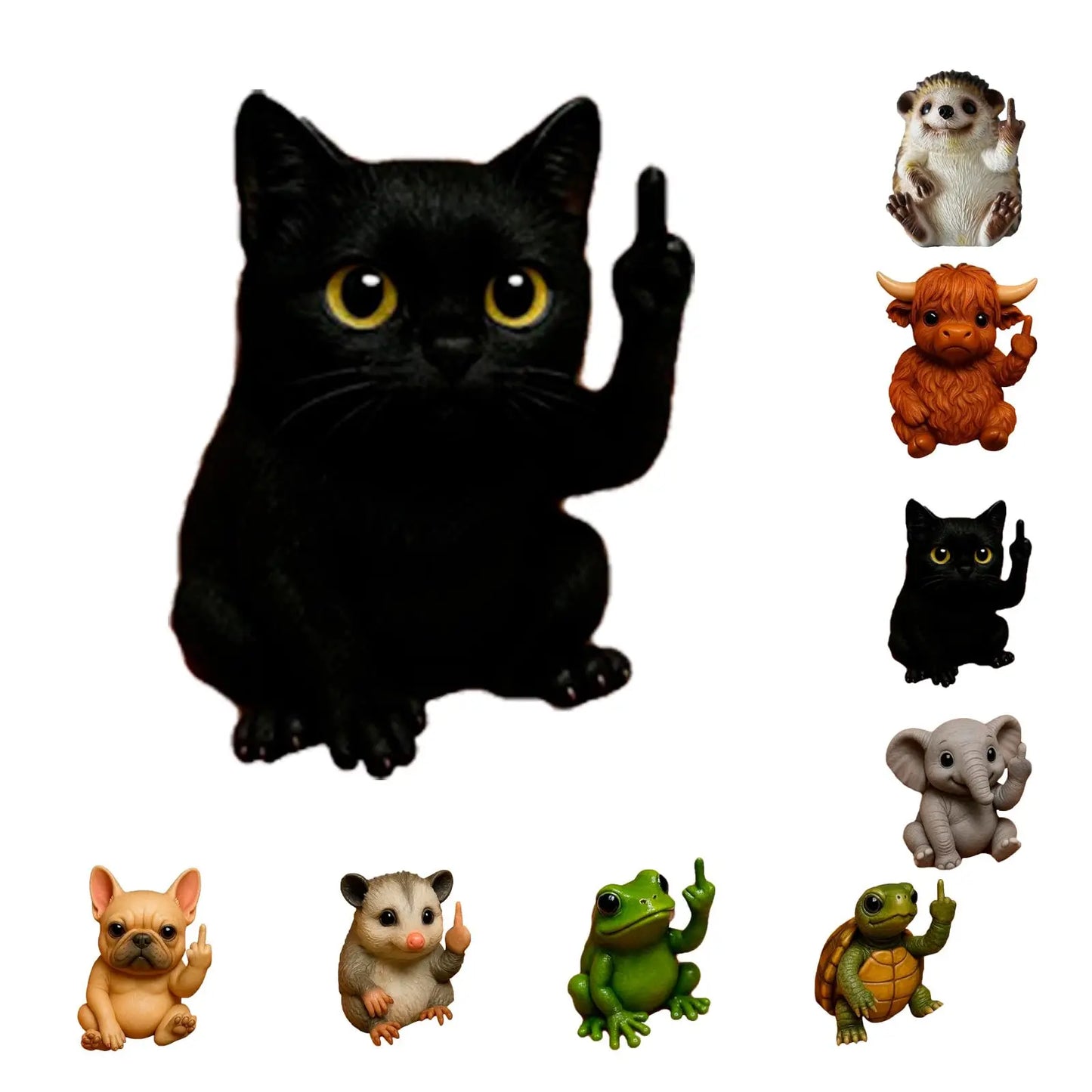 Funny Middle Finger Animal Statue for Desk Office and Car Decor