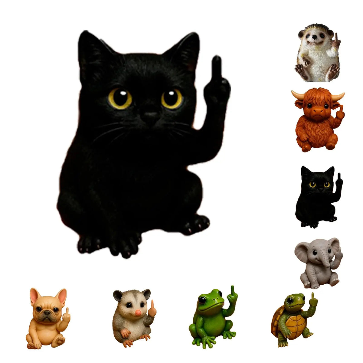 Fun Mini Middle Finger Animal Statue – Cute Resin Desktop & Car Decor Humor Gag Gift