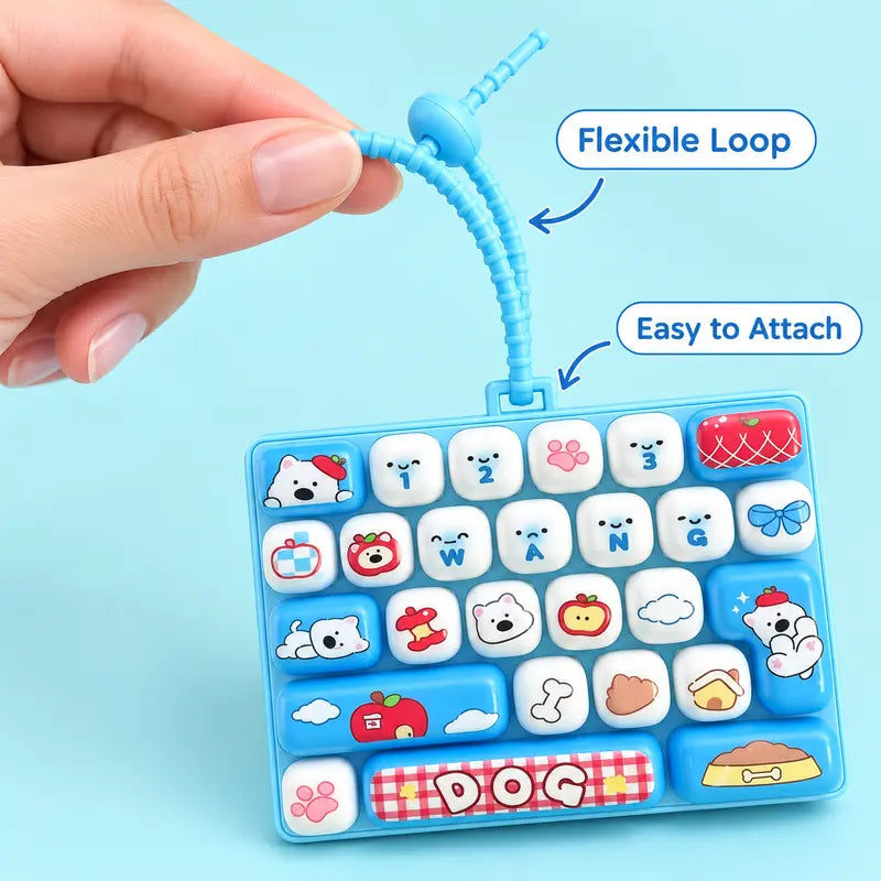 26-Key Mini Fidget Keyboard Keychain – Portable Sensory Stress Relief Toy & Cute Backpack Accessory