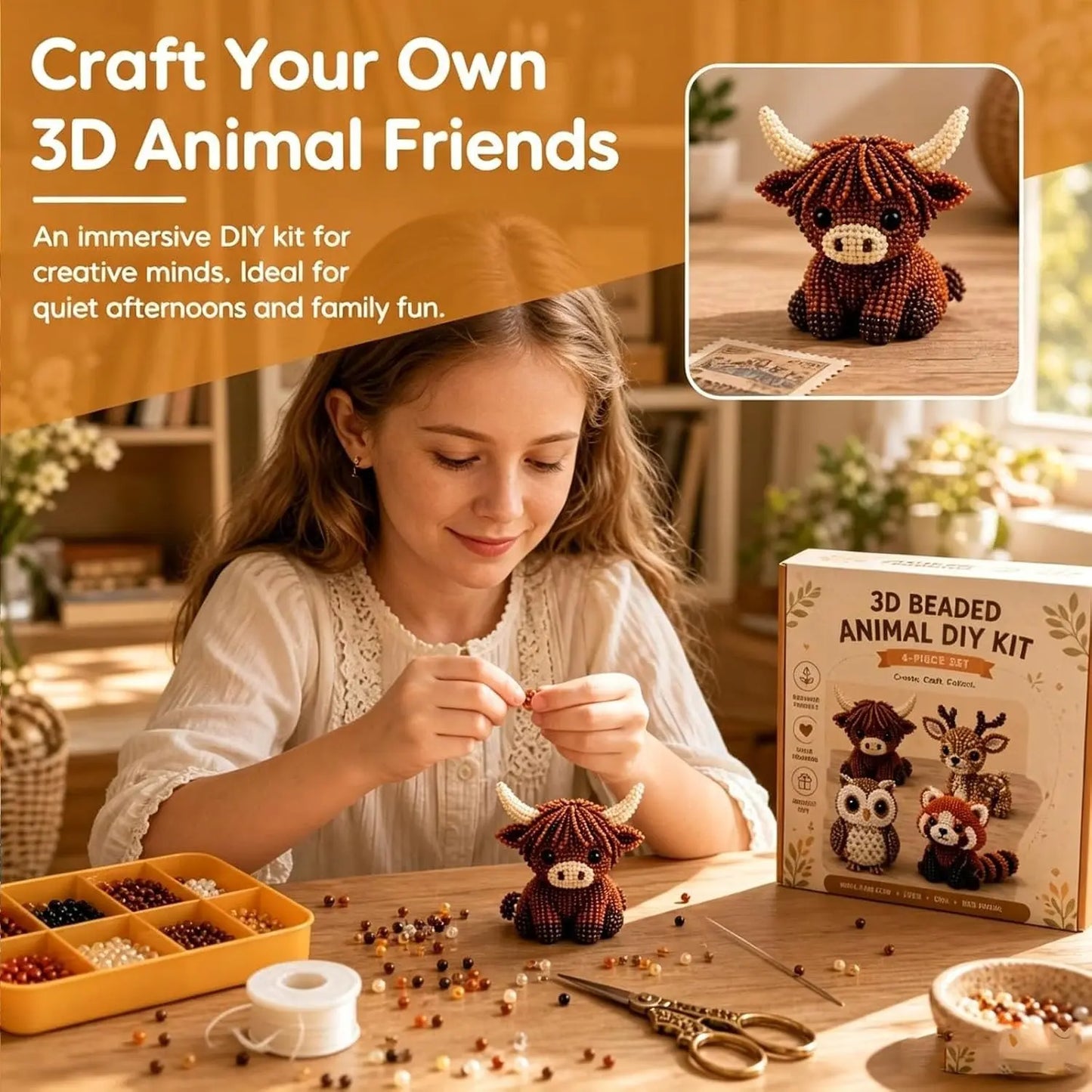 3D Beaded Bird DIY Craft Kit for Relaxing Handmade Gifts