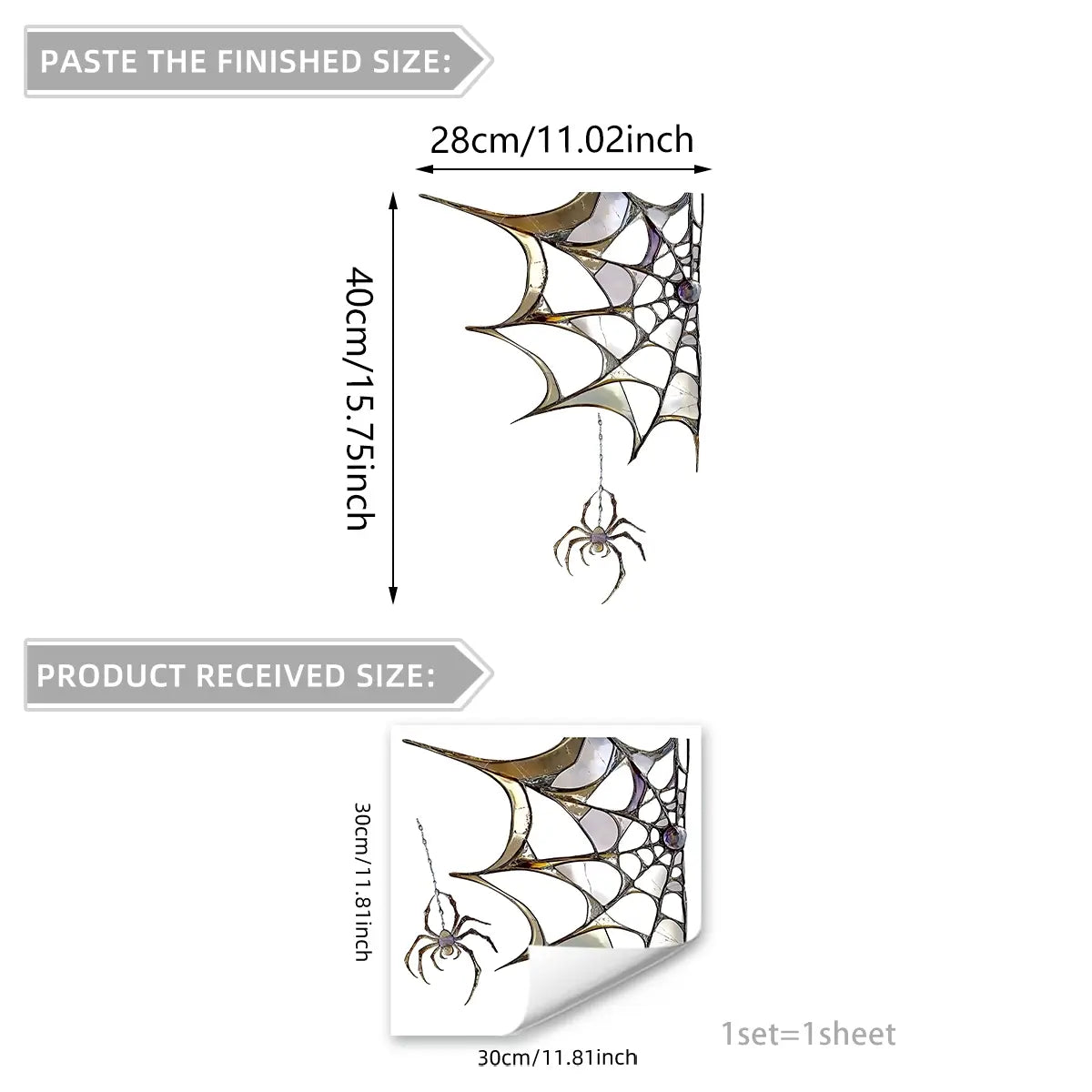 Spooky Spider Web Window Sticker – Halloween Glass Decal Decoration with Spider Design