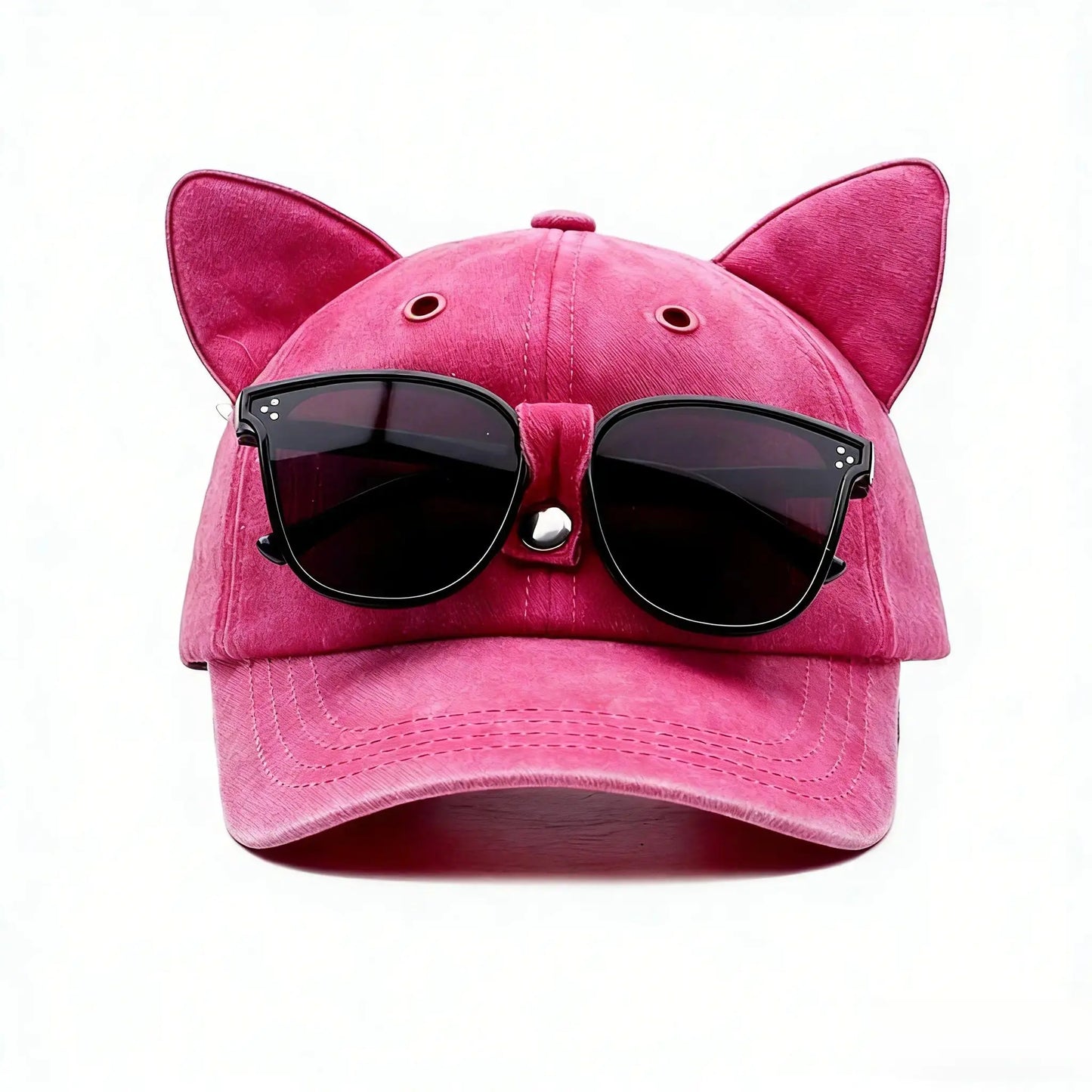 Y2K Cat Ear Trucker Hat with Detachable Sunglasses