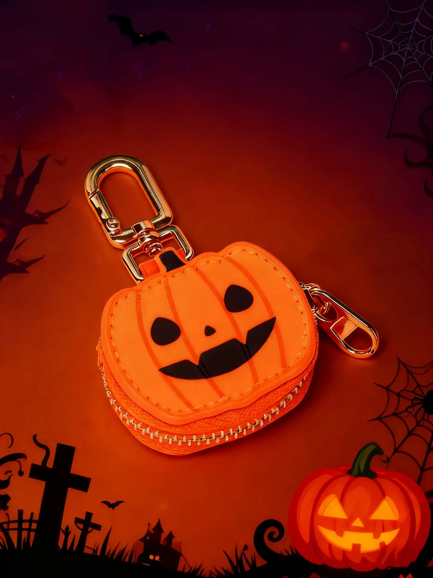 Cute Mini Bag Charms, Bag Accessories, Purse Charms for Handbags, Pumpkin Shaped Coin Purse Bag Ornament Set, Fun & Unique Novelty Pendant, Creative Funny Gift, Spooky Halloween Present, Ideal Gift, Portable for Daily Use & Travel
