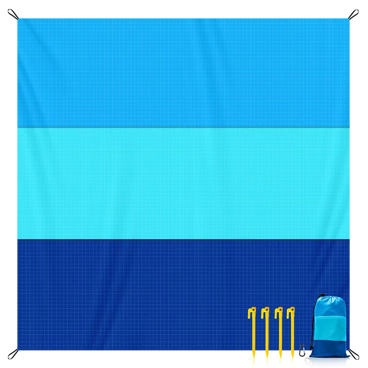 Striped Waterproof Beach Blanket, Lightweight Sandproof Picnic Mat for Travel & Camping