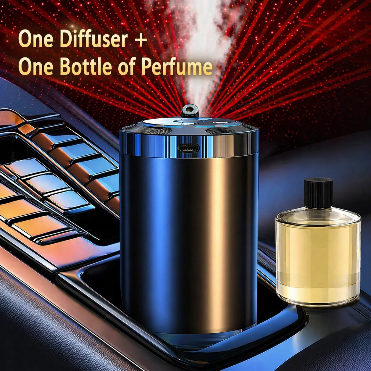 Smart Car Air Freshener, Touch Control Aromatherapy Diffuser with 5 Mist Modes & RGB Star Light
