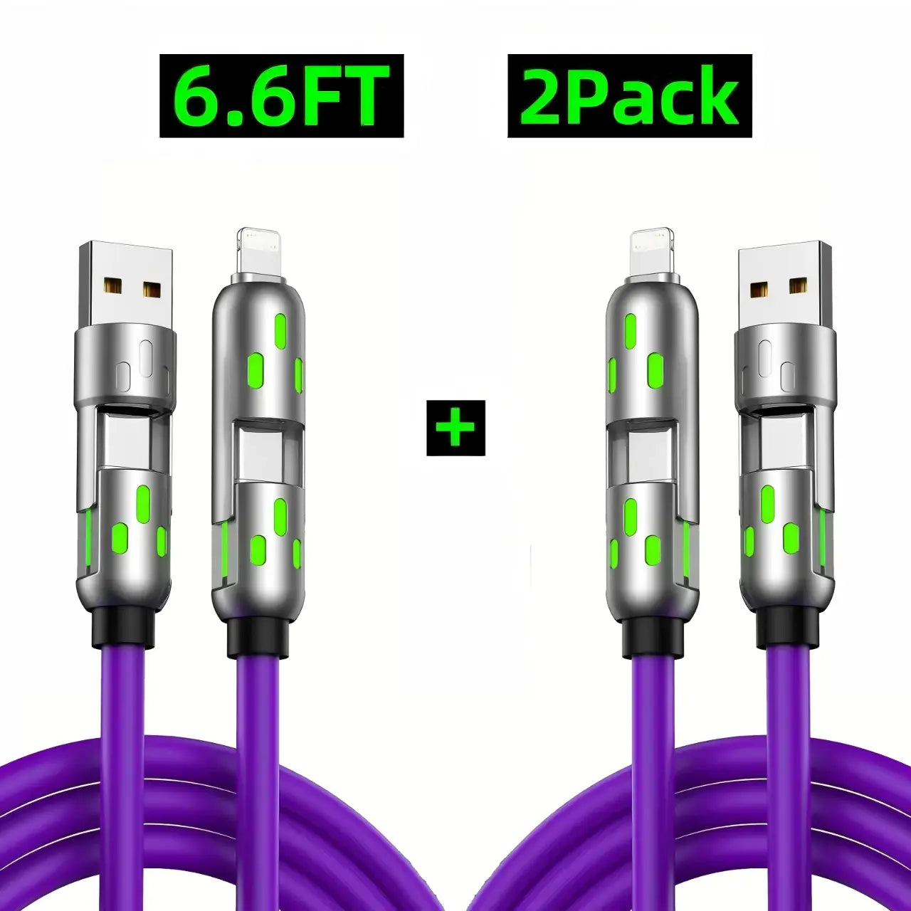 EXAVON 4-in-1 USB-C Cable (6.6FT) – PD Fast Charge & Data Sync Multi-Port Adapter