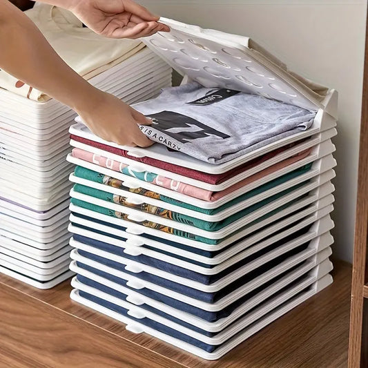 10PCS Stackable Clothes Organizer Set – Foldable Shirt Storage Boards for Closet, Drawer & Wardrobe Space Saving
