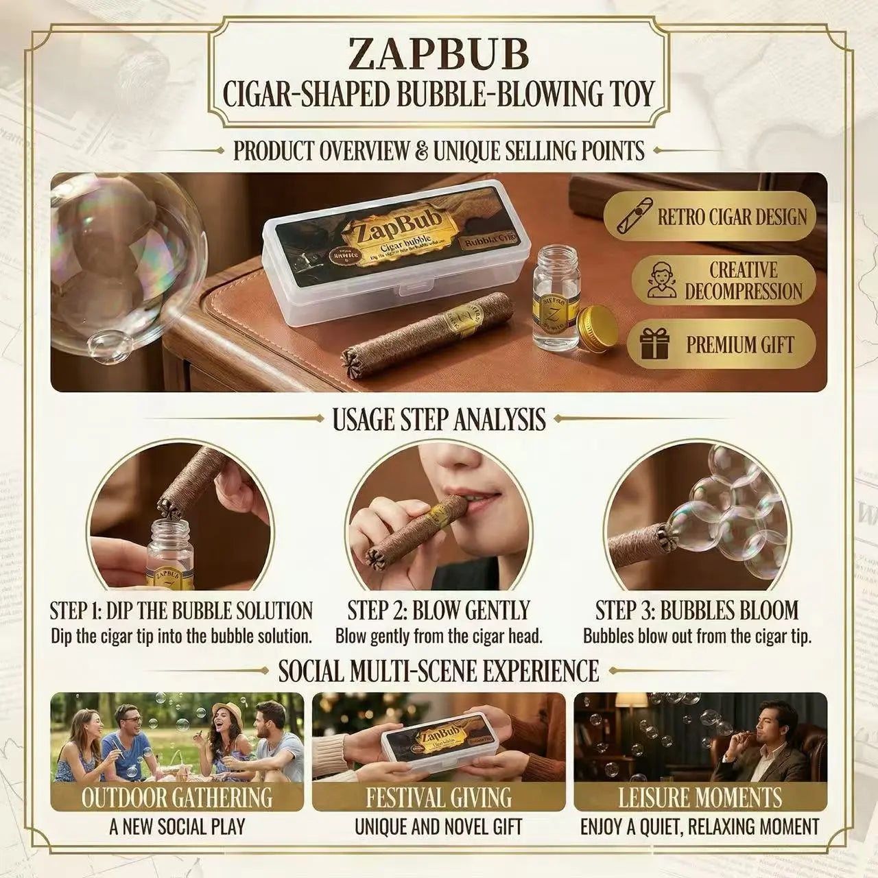 Novelty Cigar Bubble Toy, Bubble Pop Fidget Cigar Box,Bubble Maker for Stress & Anxiety Relief, prank gifts for adults, Fun Party Gift for Men Women #SummerVibes tiktokshopspringglowup