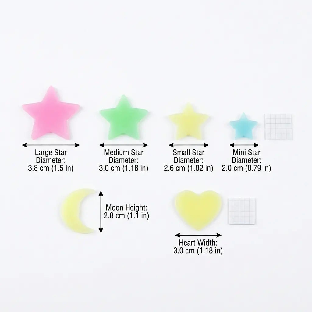 100/200/300 Glow in the Dark Stars Stickers Mixed Color Luminous Fluorescent Reusable Plastic Wall Stickers Ceiling Stars Decal Space Galaxy Night Sky Bedroom Ceiling Decor Kids Room Nursery Home Decor