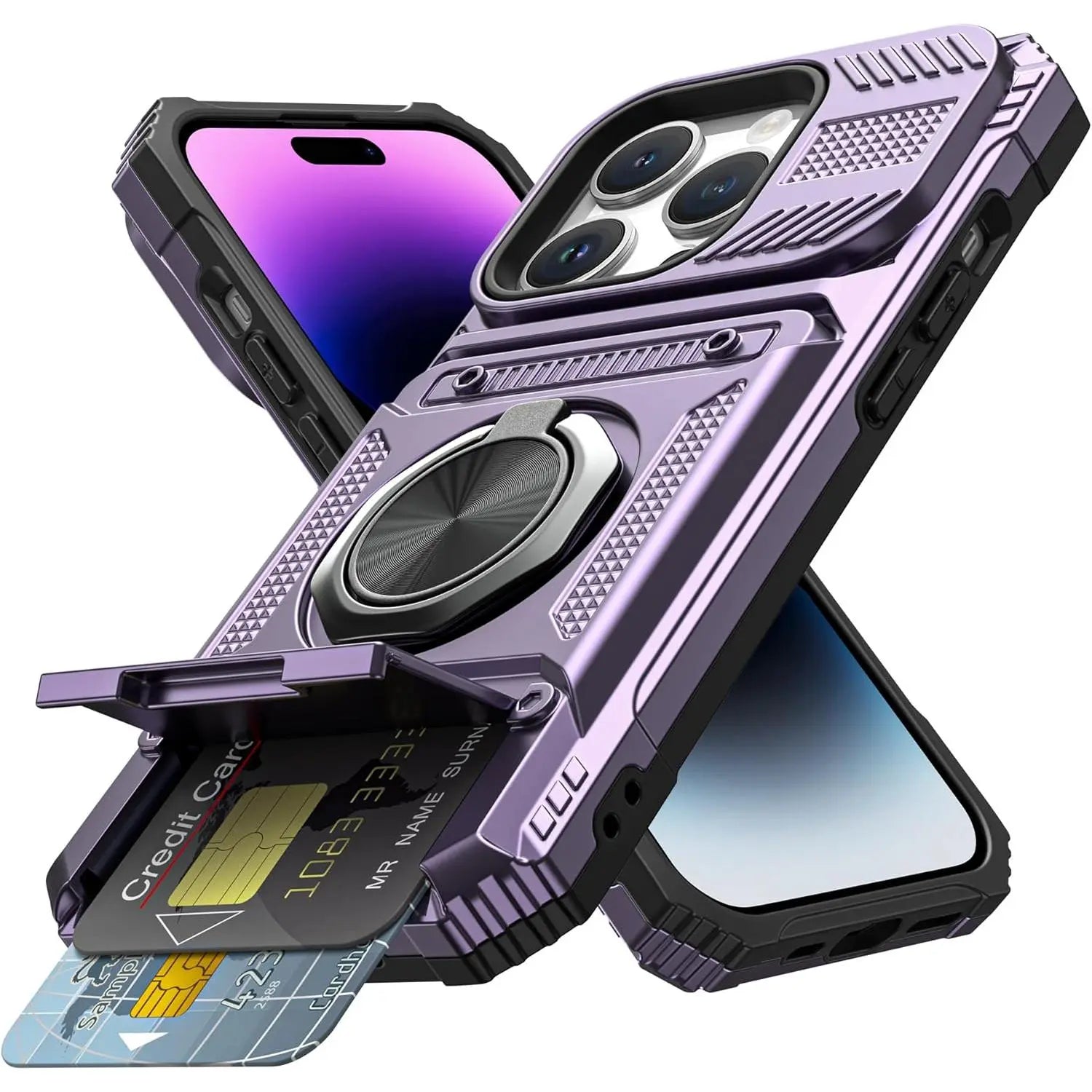 Magnetic Wallet Case with 360° Rotatable Ring Stand for iPhone 17 Pro Max – Heavy-Duty Protective Card Holder Cover