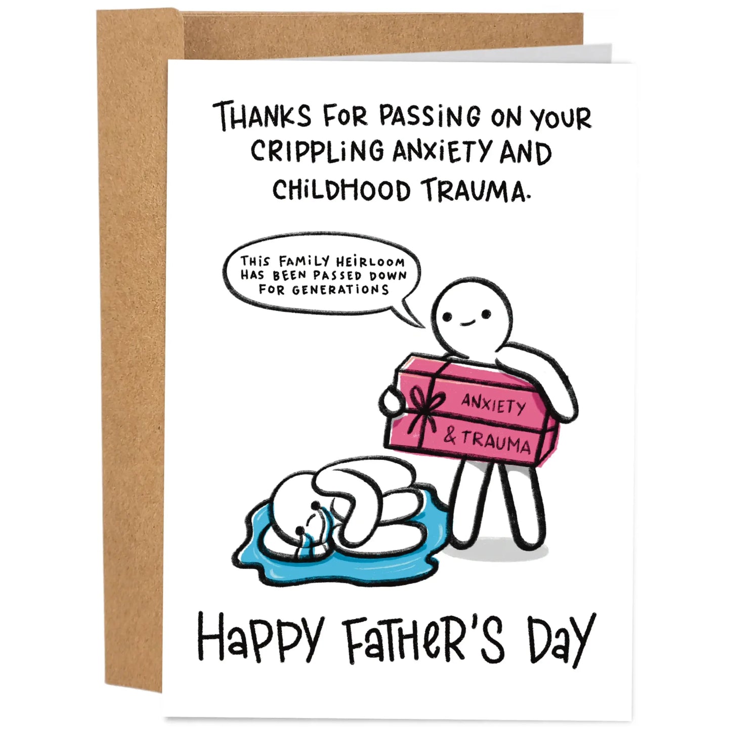 Funny Father's Day Card - 5x7 Inch Hand-Drawn Greeting Card with Envelope