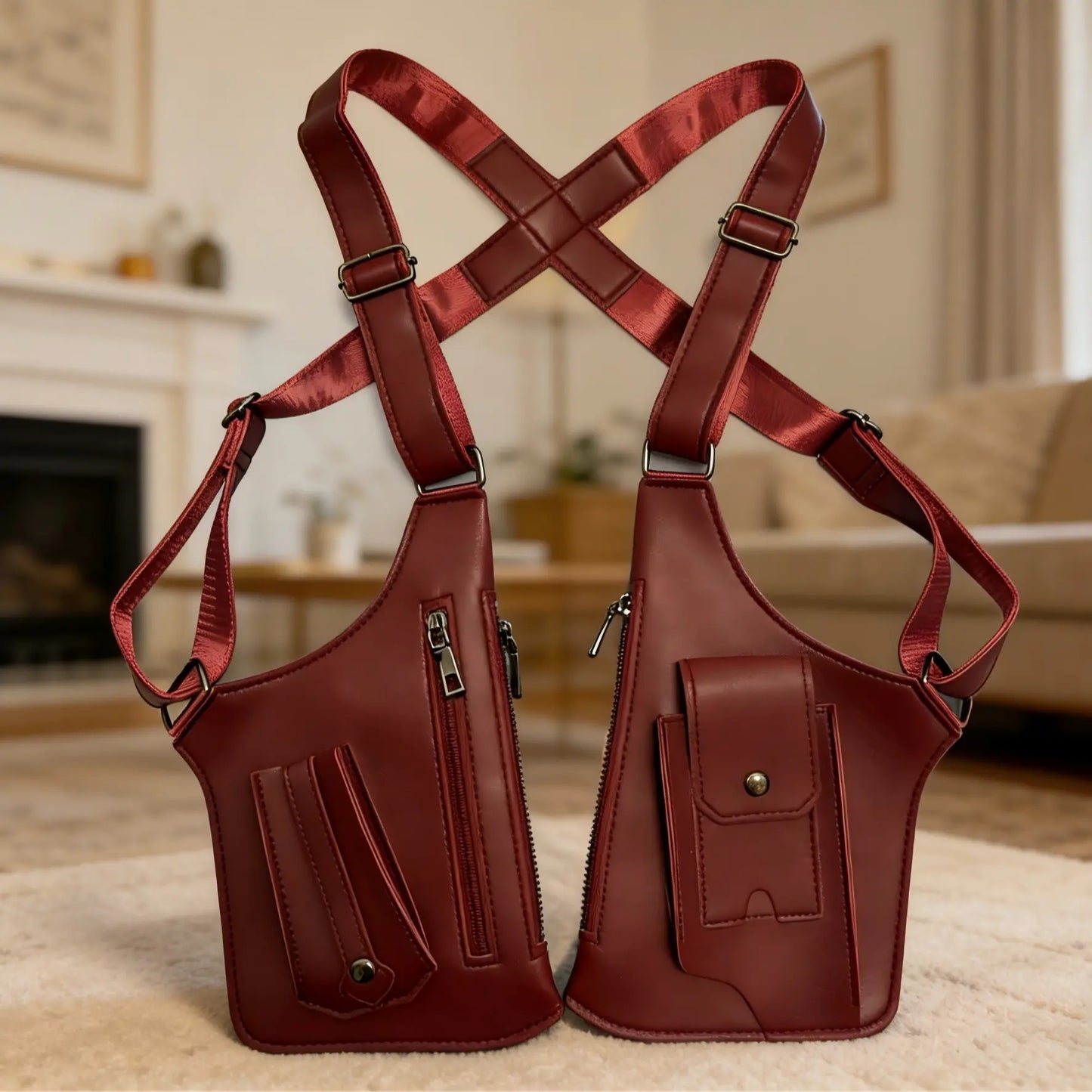 Durable PU Leather Multifunctional Chest Bag