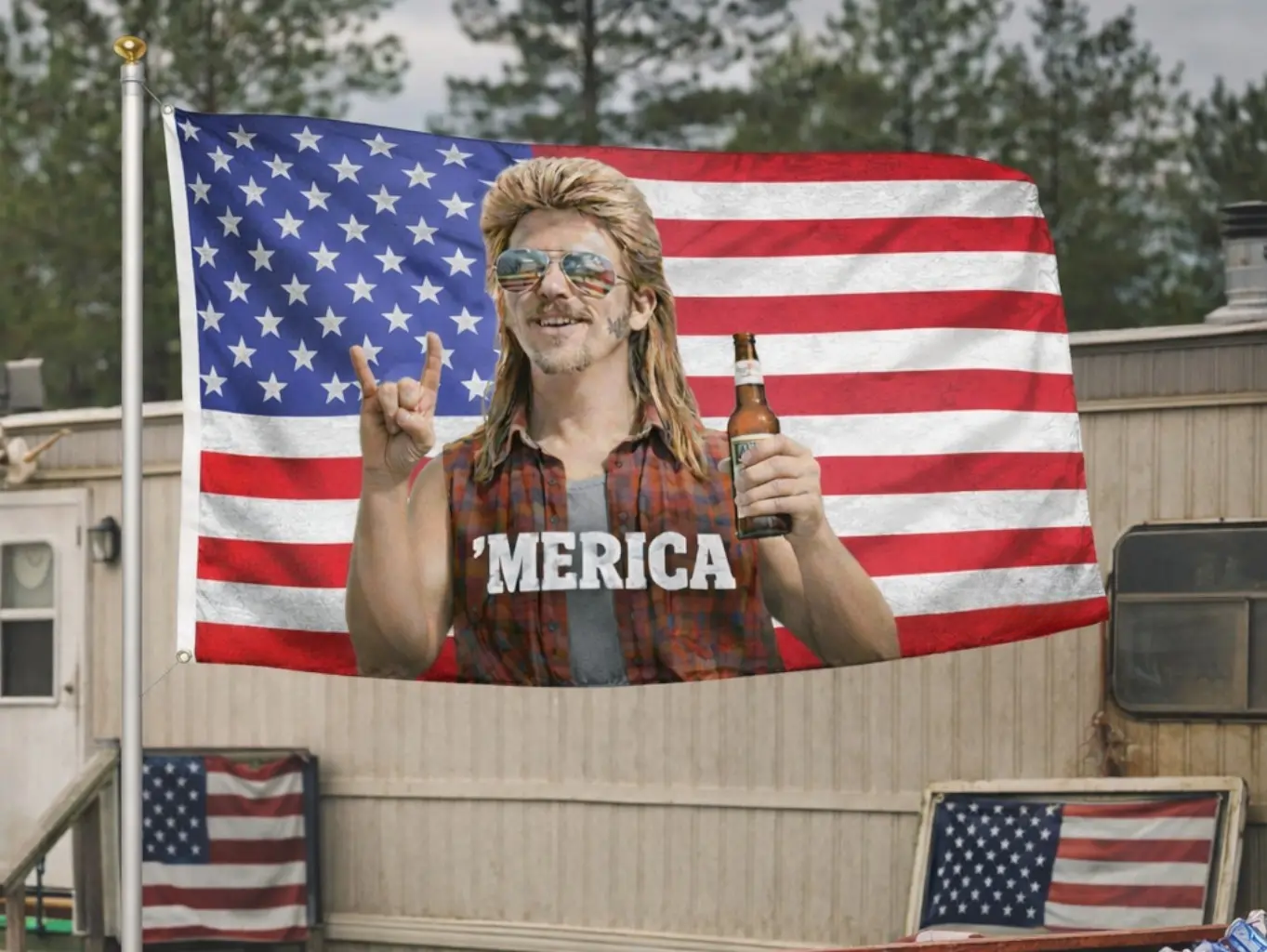 ’MERICA Mullet Man American Flag – Funny Patriotic Truck