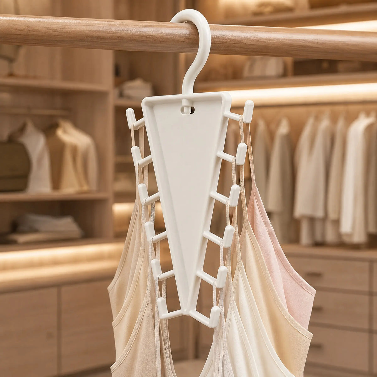 V-Shaped Double-Sided Closet Organizer Hanger – 360° Rotatable Space-Saving Rack with 12 Hooks