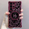 Sexy Leopard Stand Case for iPhone 17 Pro Max & Galaxy S26 Ultra – Non-Yellowing Clear Shockproof Cover