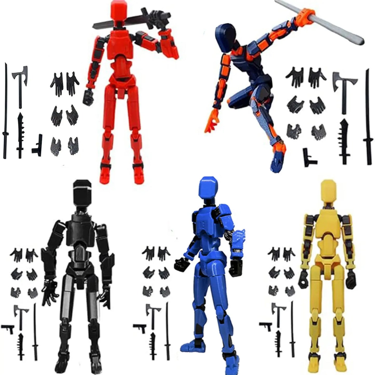 Titan 13 Articulated Action Figure Set (3/4/5-Pc) - Multi-Jointed Robot Toy