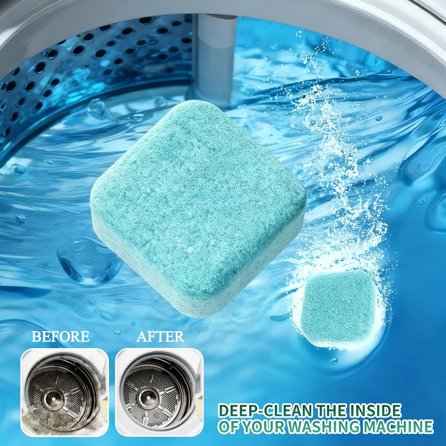 SOPAMI 12-Pack Pet-Safe Washing Machine Cleaner Tablets, Eco-Friendly Deep Cleaning and Odor Removal