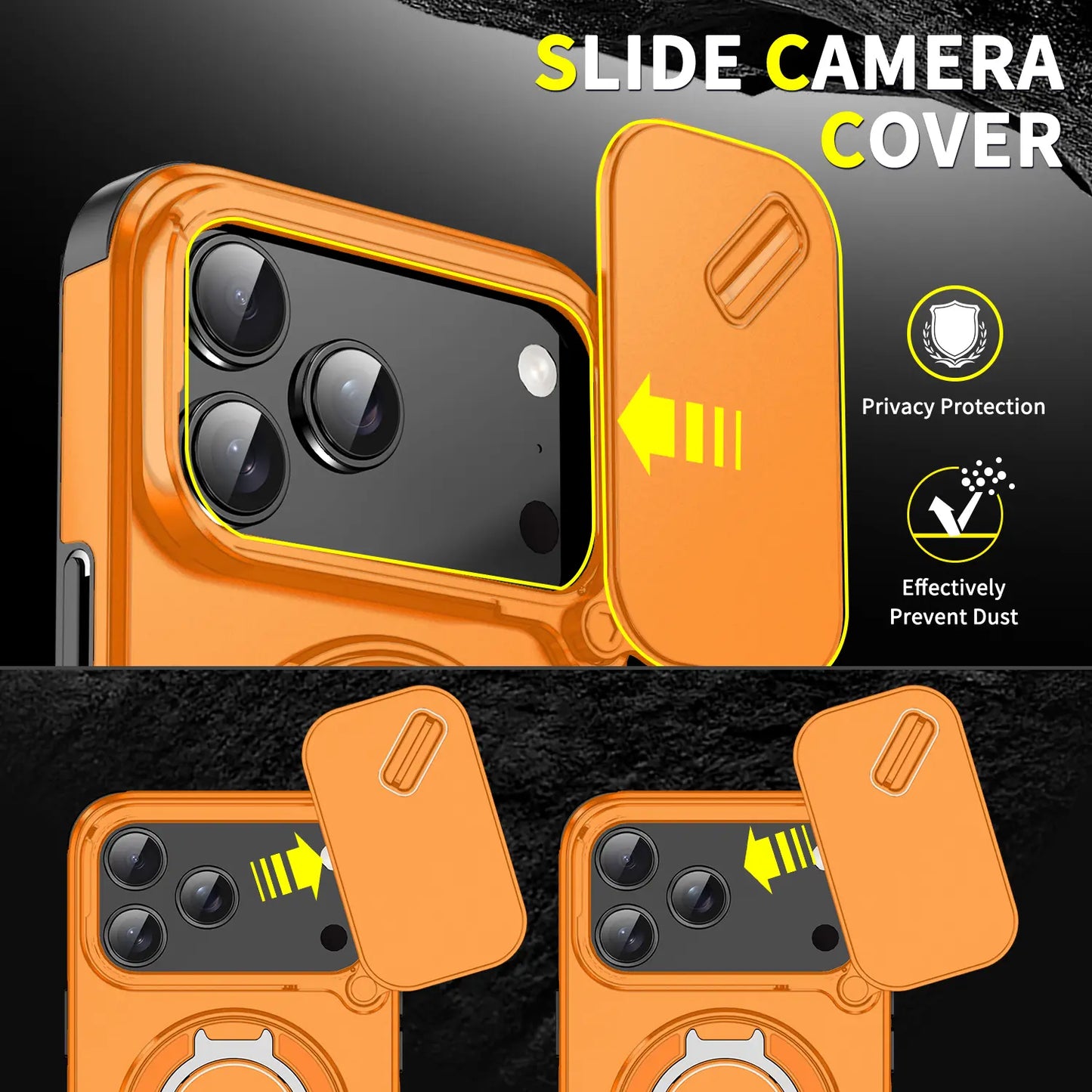 MagSafe Case with Slide Camera Cover & Ring Kickstand – Military Grade Shockproof for iPhone 17 Pro Max