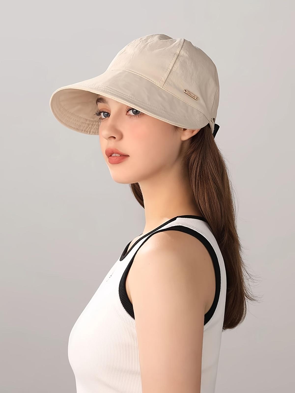 1/2/4 Pack Women's Wide Brim Sun Visor Hat - UPF 50+ Open Top Cap for Ponytails, Golf, and Beach