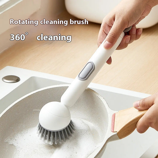 6-in-1 Soap Dispensing Dish Brush – Rotating Kitchen Scrub Brush