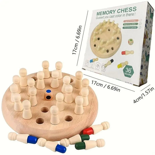 Educational Wooden Memory Chess Puzzle 17cm Diameter 4cm Height 36 Pieces Family Strategy Board Game for Brain Training & Holiday Gifting