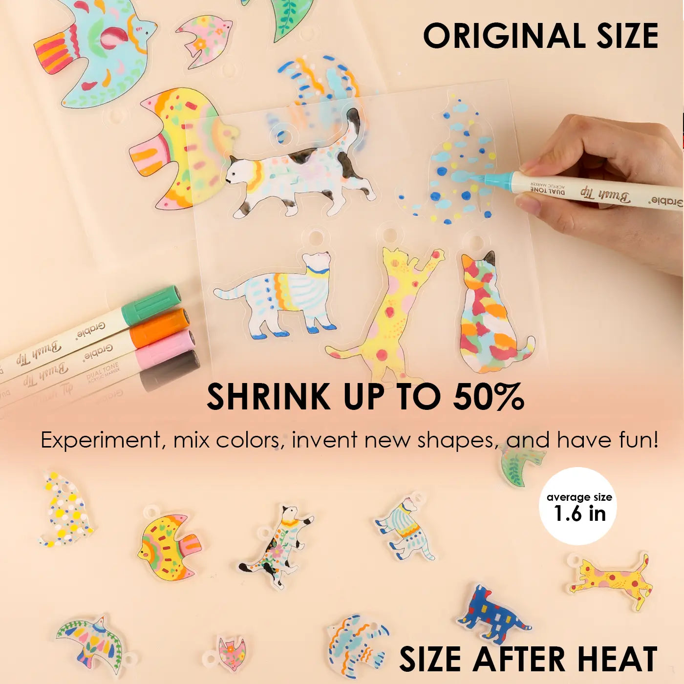 Grabie Shrink to Sparkles Craft Kit, gift for valentines's day, Shrinky Dinks, Retro Style, Vintage Style, TiktokShopSpringGlowUp, RefreshedLook