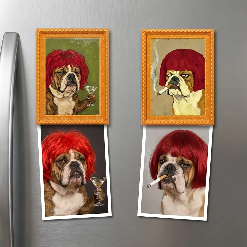 Funny Dog Fridge Magnet Vintage Art Frame Sassy Meme Refrigerator Magnet Kitchen Decor Cute Dog Lover Gift Stocking Stuffer Locker Decor Office Desk Gift Durable Wooden Magnet Sheet Magnetic Frog kitchen decor