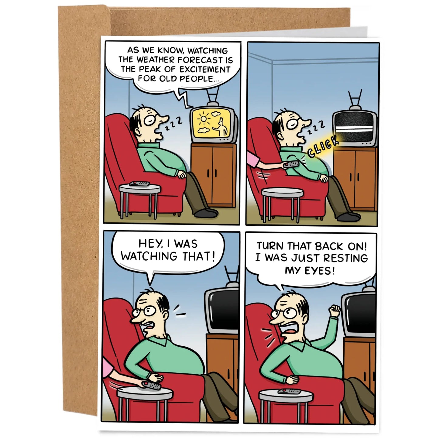 Funny Father's Day Card - 5x7 Inch Hand-Drawn Greeting Card with Envelope