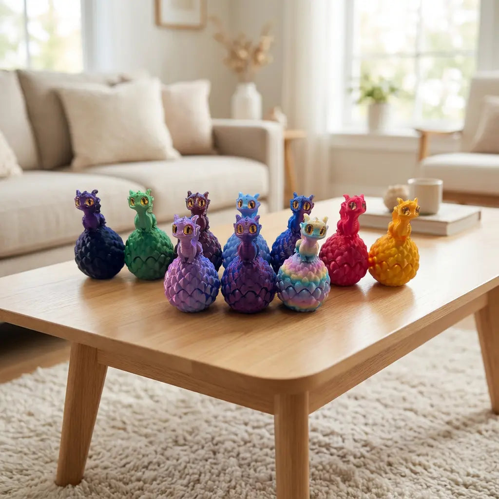 Easter Dragon Eggs, 3D-Printed Dragon Egg Set,10 Pack Pre-Filled, Mini Dragon Toy Inside, 1.77", Egg Hunt, Goodie Bag Fillers, Party Favors, Classroom Rewards (Ages 6-8)