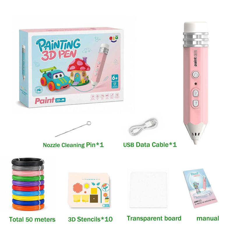 3D Pen Set for Kids with 10-Color PCL Filament & Stencil Book – Educational STEM Toy