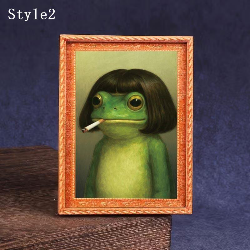 1pc Funny Frog Magnet - Mini Fridge Magnet with Green Frog & Haircut, Modern Kitchen Decor, Durable Wood Construction for Refrigerator, Fridge