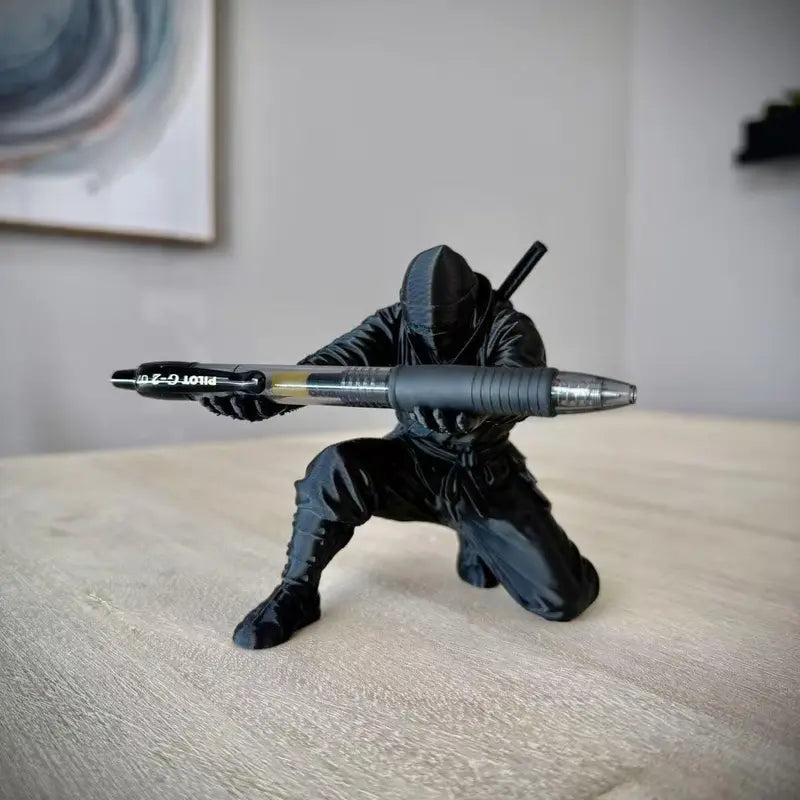 Black Ninja Pen & Pencil Holder for Desk – Novelty Desktop Decor & Office Accessories