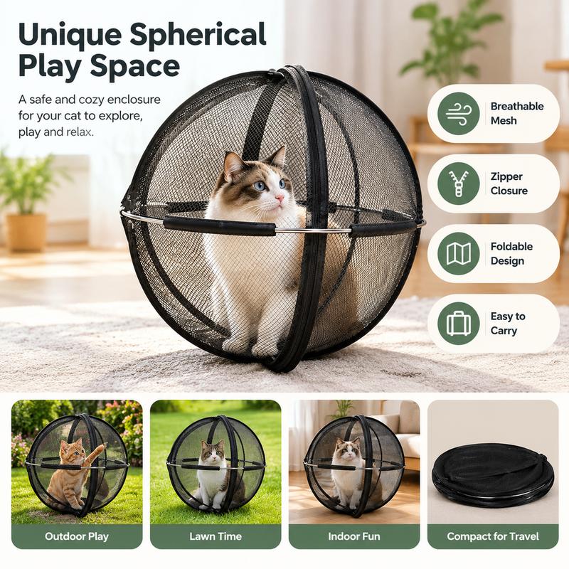 Portable Outdoor Cat Enclosure Mesh Ball Cat Cage