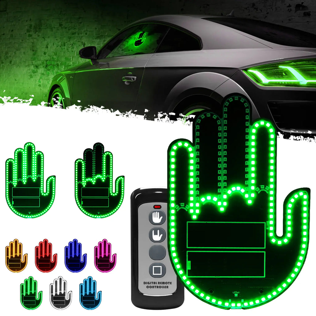 DIBMS Remote Control LED Car Gesture Light – Rechargeable Finger Hand Sign for Rear Window