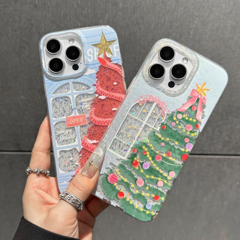 Christmas Tree Art Deco Glitter Shockproof TPU Case for iPhone 18 Pro Max