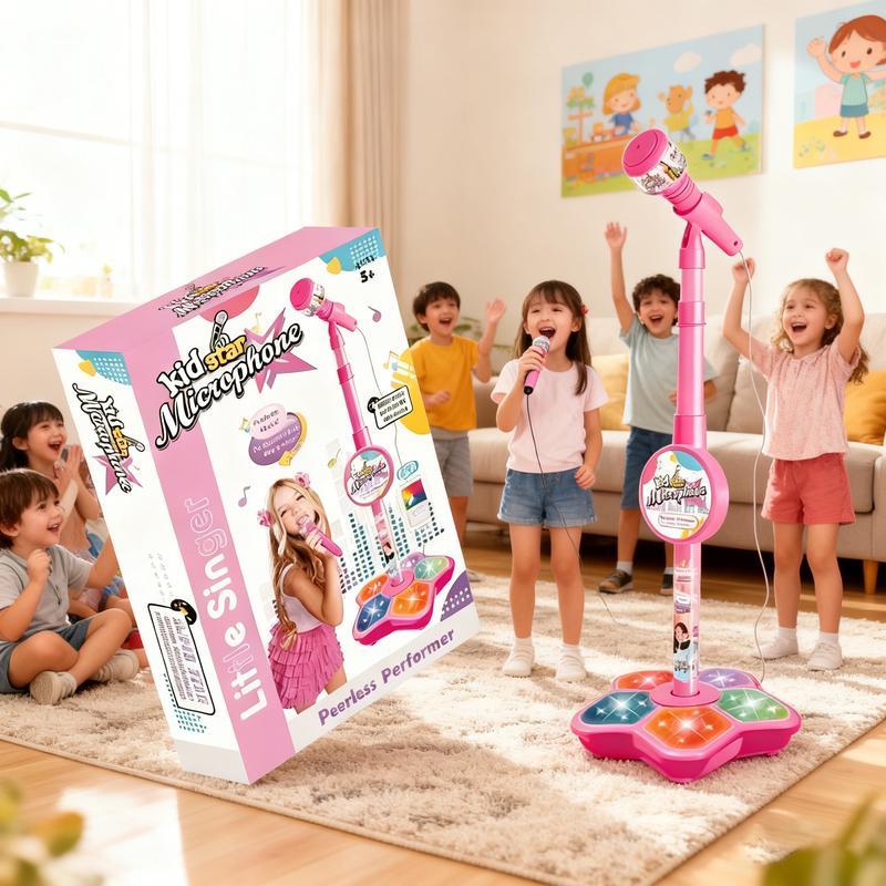 Unleash the Pop Star! K-POP Kids Karaoke Machine - Adjustable Microphone Stand with Light Show