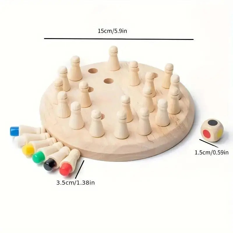 Educational Wooden Memory Chess Puzzle 17cm Diameter 4cm Height 36 Pieces Family Strategy Board Game for Brain Training & Holiday Gifting