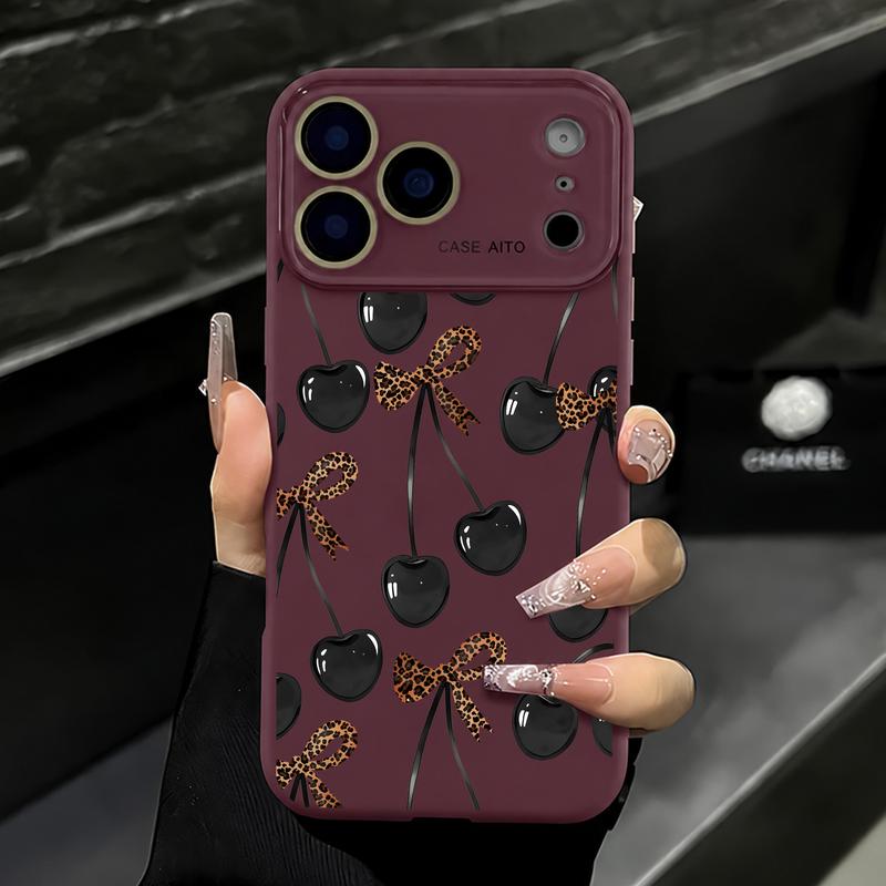 Coquette Cherry Bow Clear Case for iPhone 18 Pro Max – Trendy Cherry Aesthetic Phone Cover