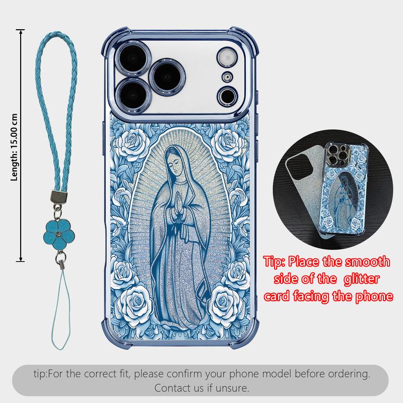 Rose & Guadalupe Catholic Coquette Case with Clover Strap for iPhone & Samsung Galaxy