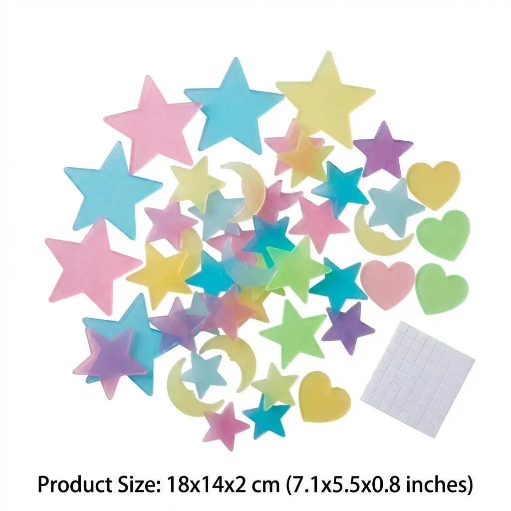 100/200/300 Glow in the Dark Stars Stickers Mixed Color Luminous Fluorescent Reusable Plastic Wall Stickers Ceiling Stars Decal Space Galaxy Night Sky Bedroom Ceiling Decor Kids Room Nursery Home Decor