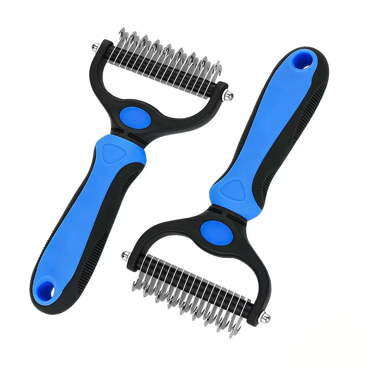Double-Sided Pet Dematting Rake – Undercoat Grooming Tool for Long-Haired Dogs & Cats