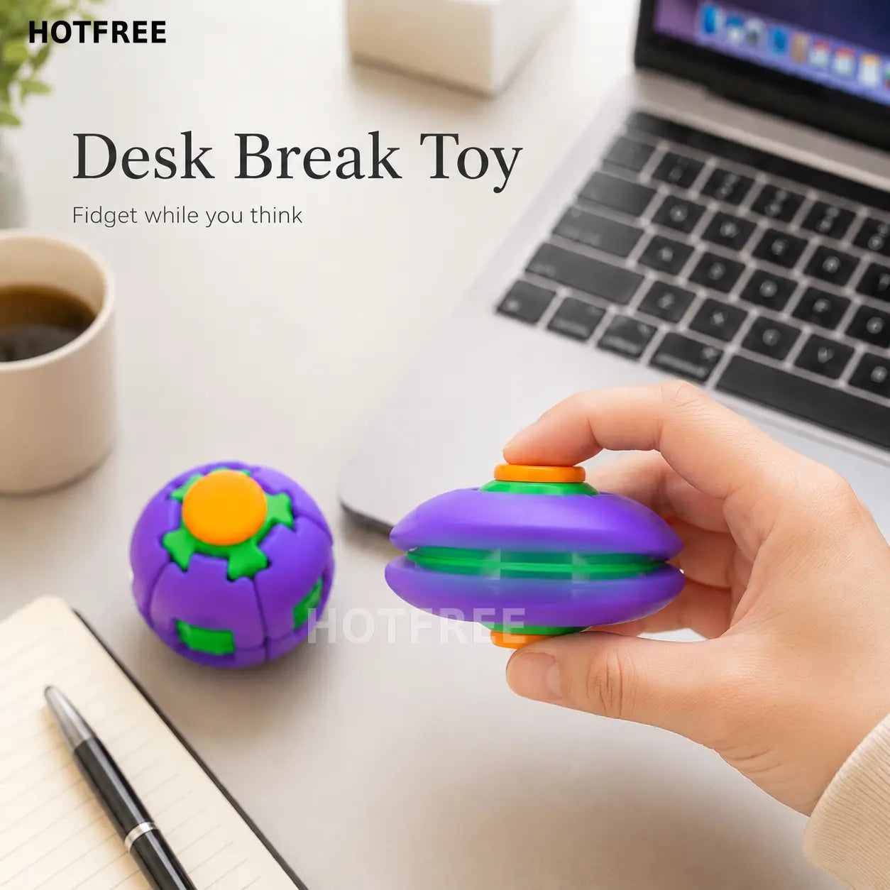 Hotfree 3D Printed Fidget Gyro Ball – Smooth Spinning Stress Anxiety Relief Desk Gadget