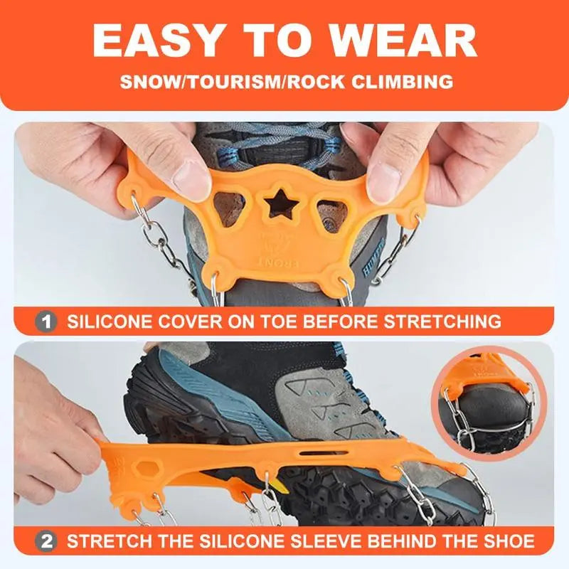 Lightweight Ice Cleats for Shoes & Boots – Anti-Slip Snow Traction Crampon Grips