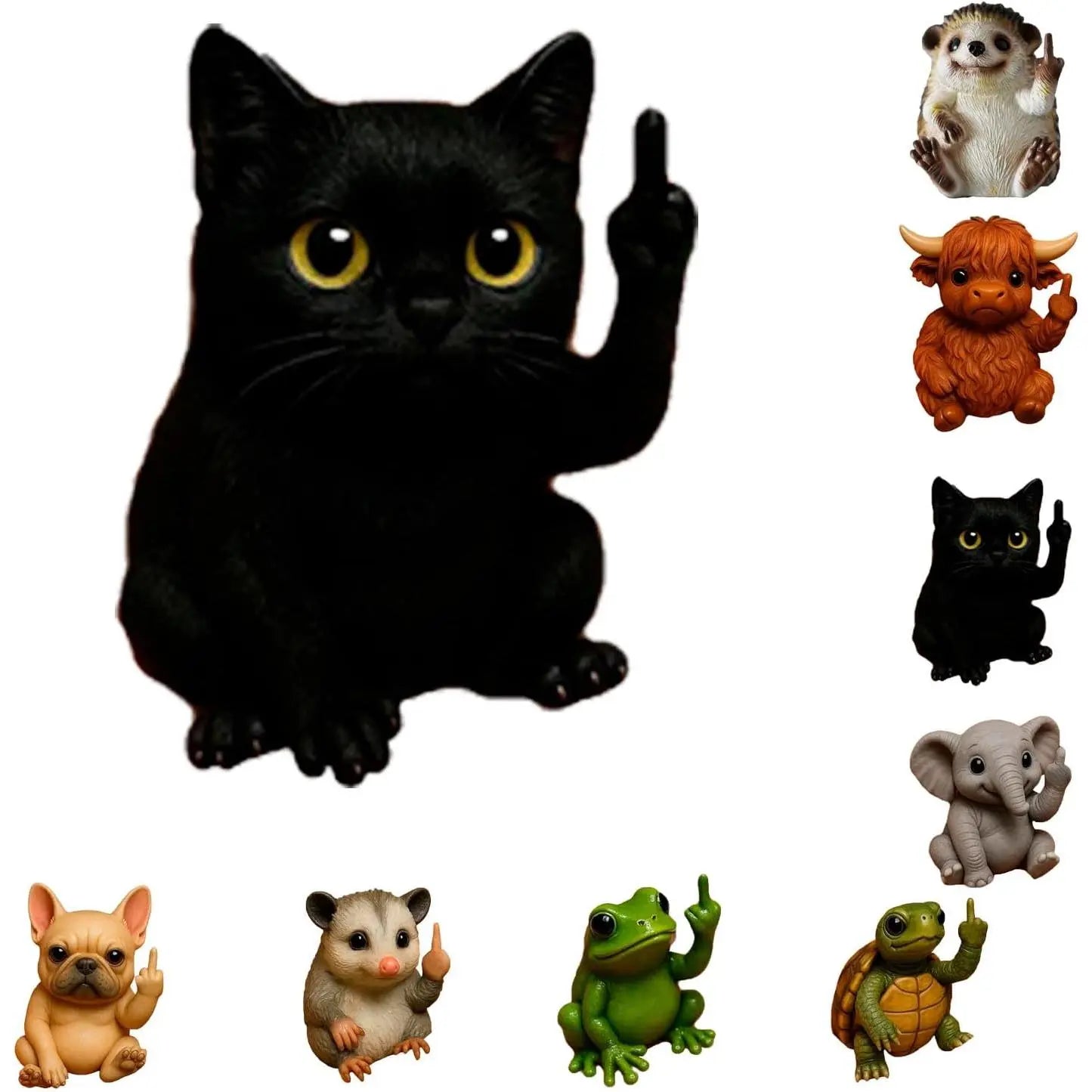Funny Middle Finger Animal Statue for Desk Office and Car Decor
