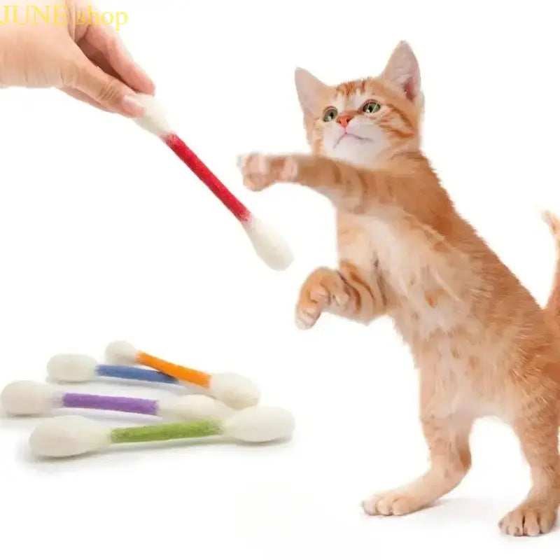 Giant Cotton Swab Cat Chew Toys for Teething and Interactive Play