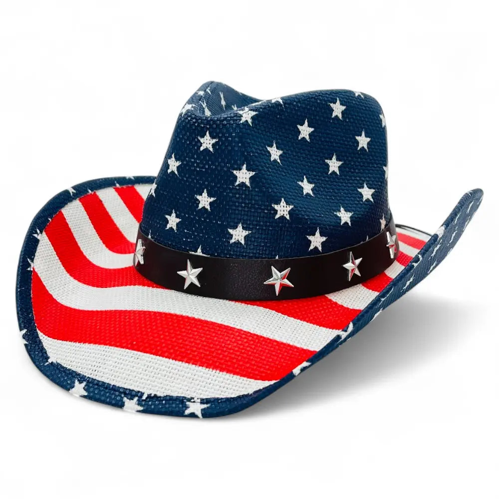 "American Flag" Western Cowboy Hat, Mult-Styles, Hard Shell, American Flag, UV Protection, Unisex