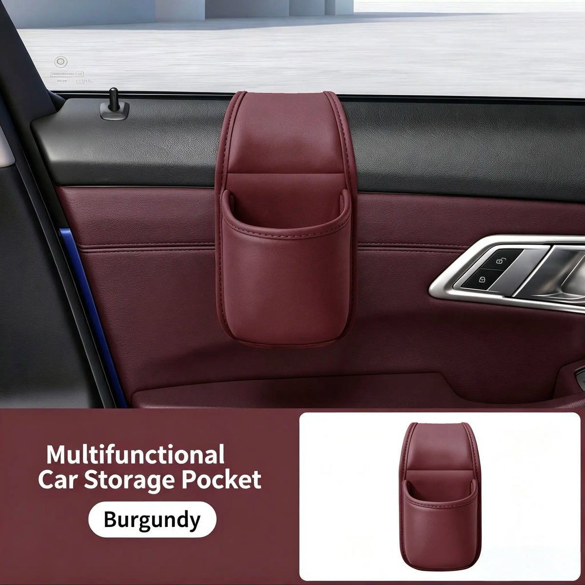 2-Layer Leather Car Door Pocket – Scratch-Proof & Residue-Free Storage Organizer
