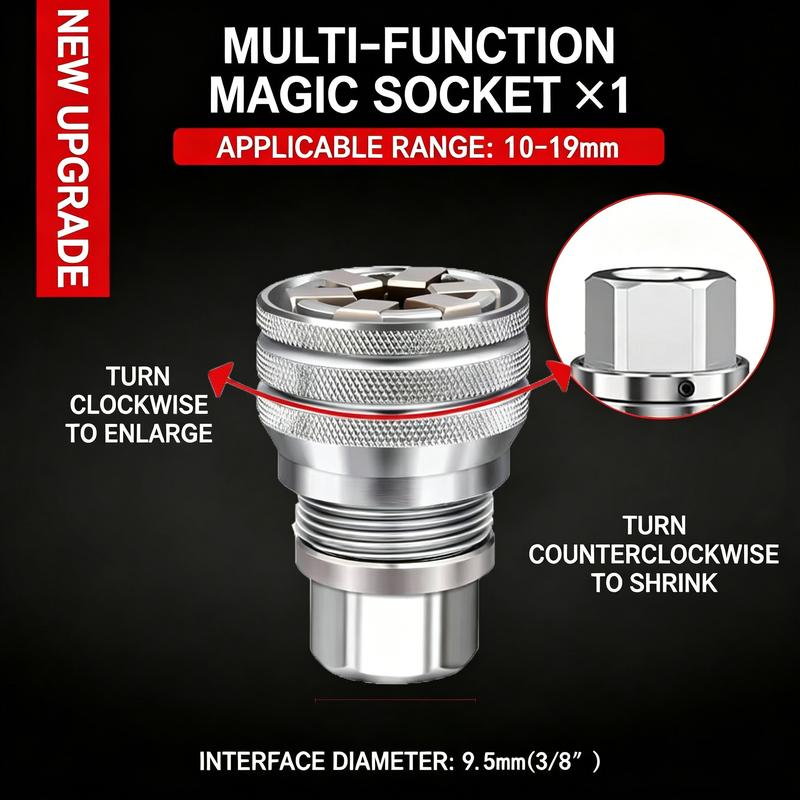 Multi-Function Universal Socket Wrench – Adjustable, Compatible with 3/8" Ratchet & Power Drill