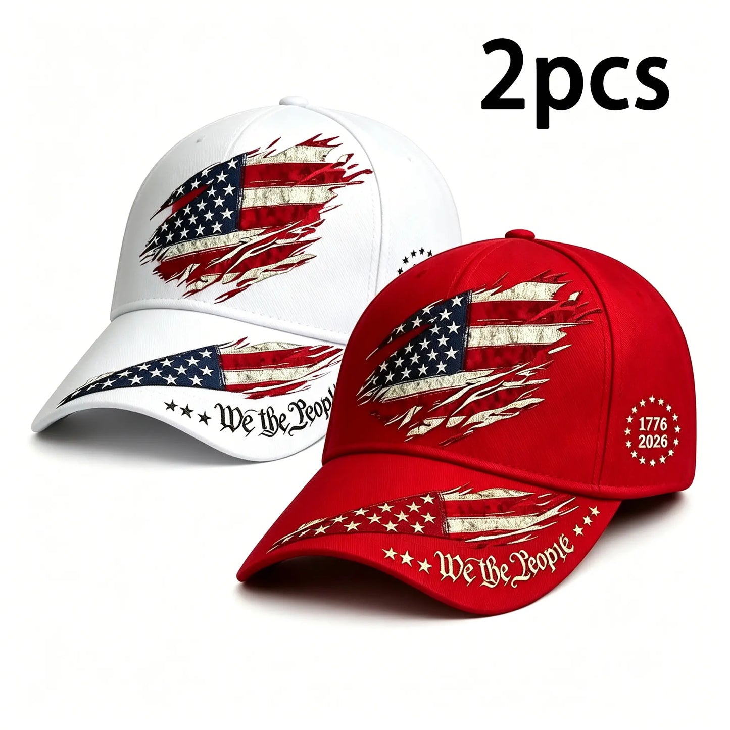 2pcs 250th Anniversary Print Baseball Cap, Adjustable Unisex Sun Cap